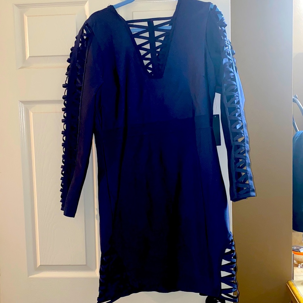 Navy Blue Bandage Dress